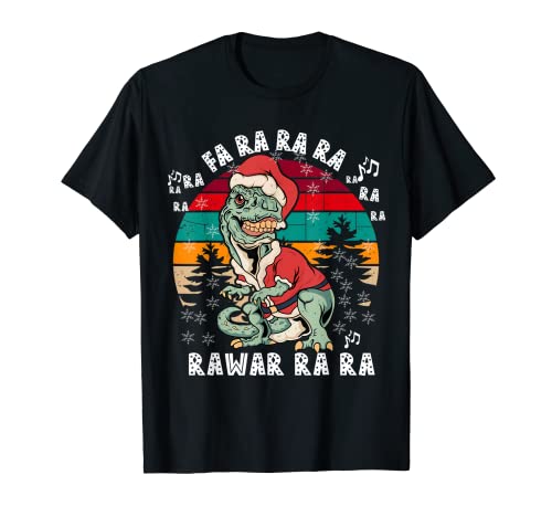 Divertido dinosaurio Fa Ra Rawr Navidad pijama T-Rex Xmas Camiseta