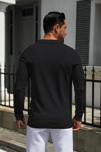 MioRoim Men's Knit Polo Shirts Casual Long Sleeve Polo Sweater Lightweight Button Down Golf Pullover Sweaters3