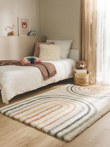 benuta Lytte Alfombra Infantil Gobi - Multicolor 80x150 cm - Sintética - Rectangular y Estilo: Motivos Infantiles, Escandinavo - Fácil Mantenimiento - para Cuarto de niños, Sala y Dormitorio