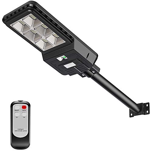 ENGREPO Solar Street Lights Outdoor 1500 Lumens 396 LEDs Security Flood Light Auto On/Off Dusk to Dawn and Motion Sensor for Yard, Garden, Street, Basketball Court.