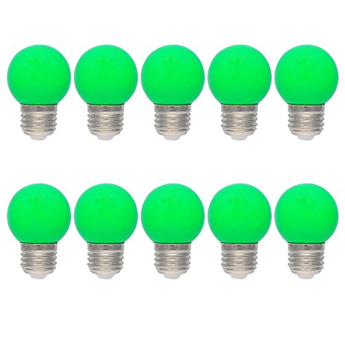 10X E27 Ampole Vert 1W Ampoules de Couleur PC Décoration LED 100LM Économie d'énergie 360° Angle Lampe Couleur AC220V-240V