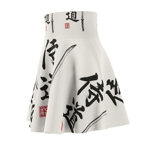 Samurai Theme Skater Skirt for Women, Perfect for Martial Arts Lovers3