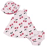 Gerber Baby Girls' 3-Piece Sundress, Diaper Cover and Hat Set-Closeout, Cherry, 4T