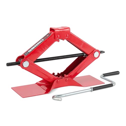 Amazon Basics Gato de Tijera, Gato portátil para Coche,Capacidad de 1.65 Toneladas Cortas/1.5 Toneladas Métricas/1.5 Toneladas/1500 kg, Rojo