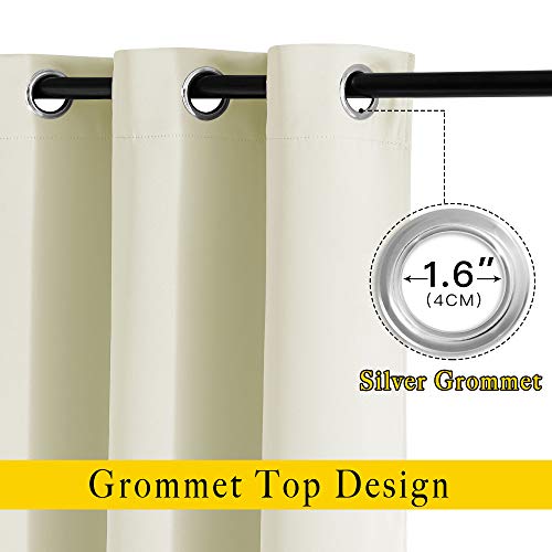 NICETOWN Bedroom Room Darkening Curtains - Triple Weave Grommet Top Thermal Insulated Solid Energy Saving Panels/Drapes for Villa/Hall, Beige, 1 Pair, 52 inches by 95 Inch