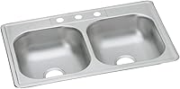 Vista 24 de Dayton D233221 Equal - Fregadero de acero inoxidable con doble tazón, 33 x 22 x 6.5 pulgadas