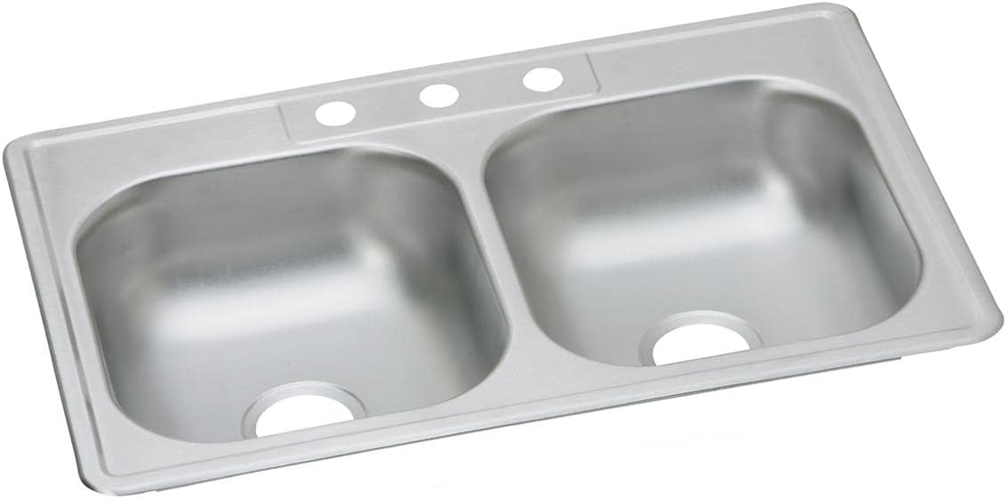 Dayton D233223 Equal Double Bowl Top Mount Stainless Steel Sink