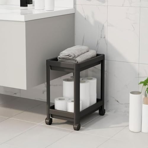Orret Home 2 Katlı Tekerlekli Tezgah Altı Raf Organizer Düzenleyici Raf Ünitesi, Evye Altı Dolap İçi Düzenleyici, Mutfak Banyo Deterjanlık Şampuanlık Sebzelik,Taşınabilir Saklama Rafı (Siyah) - Görsel 4