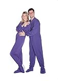 One Piece Cotton Knit Adult Men's & Women's Footed Onesie Pajama Purple