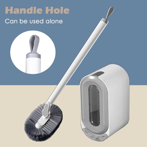 HASA zone WC Bürstengarnitur Mit Selbstschließendem Deckel, Klobürste Wandmontage, Toilettenbeckenhalter und Extra Langem Stiel, Toilettenbürste mit Nylonborsten