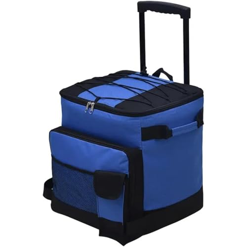 43L Large Wheeled Cooler Bag with Handle - Insulated Rolling Cool Bag Holds 45 Cans Leakproof Soft Cooler with Wheels Collapsible Portable Ice Cooler for Camping Beach Picnic BBQ & Travel