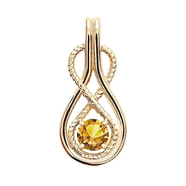 Generic Infinito Corda November Pietra dei Nati Citrine 9 carati 375 Oro Giallo Ciondolo Collana (Lunghezza Catena Disponibile 40cm - 45cm - 50cm - 55cm)