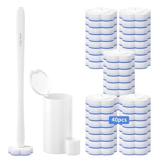 Topo Bear Disposable Toilet Brush Holder Set with 40 Toilet Brush Refills Disposable Cleaning System Kit for Bathroom Toilet Bowl Cleaner