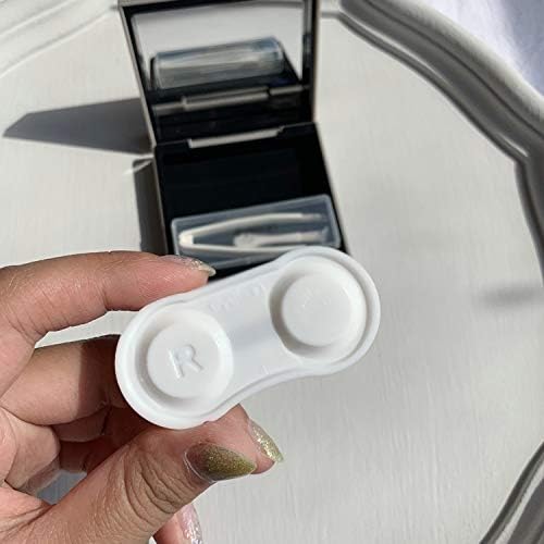 Flip Top Lens Case Women Men Cosmetic Lenses Box with Travel Glasses Container Eyewear Accessories(White-Dinosaur Doodle4) image 4