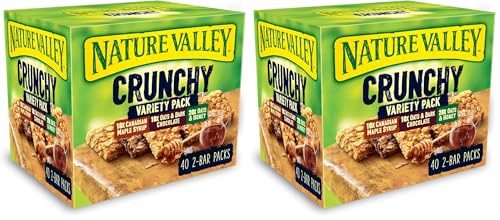 Nature Valley Crunchy, Barritas de Avena 100% Pack Multisabores, 40x42gr (2 barritas por paquete) (Paquete de 2)