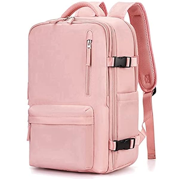 Daroplo Rugzak voor persoonlijke voorwerpen, nylon rugzak, persoonlijke voorwerpen, vliegvergunning, 40 l, handbagage, rugzak, laptop, waterdicht, wandelen, schooltas, roze, roze