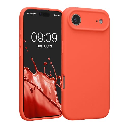 kwmobile Carcasa Compatible con Apple iPhone Air Funda   Case TPU y Silicona con Interior de Microfibra   Suave Protector antigolpes para móvil   Coral neón