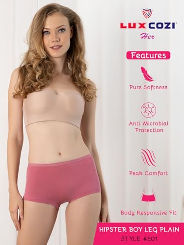 Image of Lux Cozi Women's 100% Cotton Panties (Colors and Prints May Vary) (Pack of 4)