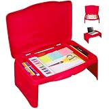 Aerolife Folding Lap Desk - Foldable Table for Work, Study, Gaming, Arts, Crafts, School - Collapsible Laptop Tray with Storage Compartment - Portable Writing Station for Kids, Adults (Red)
