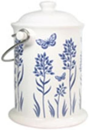 Frontier Natural Products Co-op 223693 Culinary Accessories Cleaning Solutions Ceramic Floral Blue Compost Keeper 8 x 10
