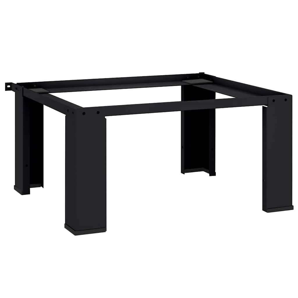Pedestal de lavadora negro de acero 64 x 55 x 32,5 cm con patas ajustables, base para lavandería, alfombrilla antivibración y protección contra el ruido en la secadora