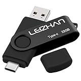 LEIZHAN TYPE-C USB メモリー・フラッシュドライブ 回転式 人気 USB 高速転送 OTG 3.0携帯電話 コンピューター用 容量不足解消 マイクロペンドライブ 大容量 Uスティック (32GB, 黒)