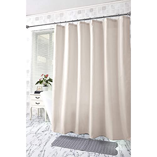 Image of Amazer Khaki Shower Curtain Liner, Khaki Fabric Shower Liner, 2-in-1 Bathroom Shower Curtain and Liner, 12 Grommet Holes, Water Proof, Machine Washable, Hotel Quality, 72 x 72 Inches