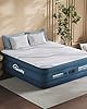 20” Tall Luxury Air Mattress with Quilted Foam Topper, Extra Firm Support with U-shaped PVC strap Inflatable Bed, Quiet & Comfortable Blow Up Bed for Home Guests, Camping, Travel, Fast Inflate AirBed