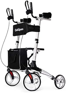 OasisSpace Compact Upright Walker - Lightweight Upright Walker with Seat for Senior,Rollator Walker with Seat and Armrest,Stand up Walking Assist Support up to 300lb