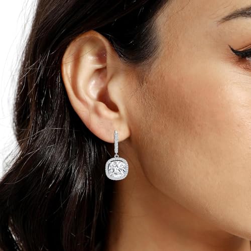 Celeb-Inspired Silver Plated Zircon Earrings - Square Hanging