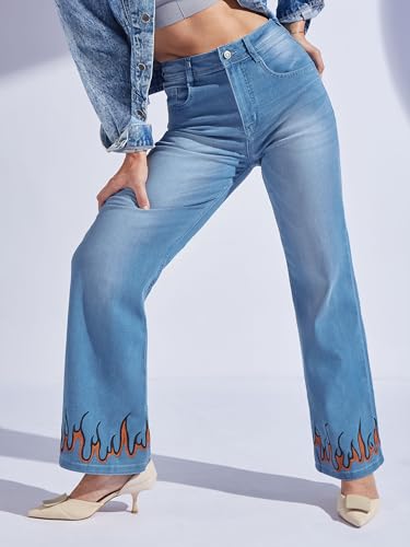 Image of Miss Chase Women's Wide-Leg High-Rise Regular-Length Stretchable Shaping Denim Jeans