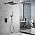 Hoimpro Shower System set with 12 Inch Bathroom Rain Mixer Shower Head and Handheld Wall Mounted, Rainfall Shower Faucet Fixture Combo with High Pressure 2 in 1 Handheld Showerhead, Matte Black