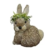 Handmade Straw Bunny Decor for Home, Rattan Bunnies Easter Tabletop Ornament, Woven Sisal Rabbit Figurine with Carrot, Natural Wicker Spring Decorations, Garden Sculptures (5.91)