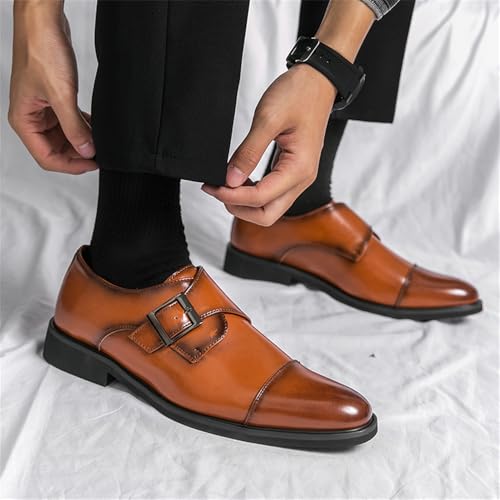 Men's Faux Leather Monk Strap Loafers Fashion Classic Low Top Slip On Dress Oxford Shoes Business Casual Office Wedding Formal Shoes4