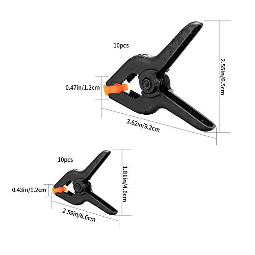 Jeu de 20 Pince à Ressort, Bricolage Outillage Serre-joints, Pinces Clips Clamps de Préhension pour Bois Atelier Photographie - 2 Pouces / 3 Pouces