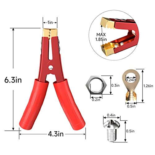 Image of Goupchn Heavy Duty Crocodile Clamps Pure Copper Car Battery Charger Clamps | 1000A 2PCS, Power Replacement Battery Alligator Clips, Jumper Cable Clamps, Welder Clips for Automotive Vehicle Boat