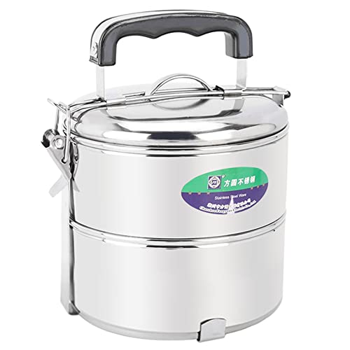DOACT Contenedores de Lonchera, Lonchera de Acero Inoxidable Contenedores de Alimentos Almorzones Lunchbox con Lonchera de Múltiples Capas para el Uso de la Escuela de la Oficina en casa. (2 niveles)