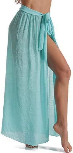 EicolorteBeach Sarong Pareo Womens Semi-Sheer Swimwear Cover Ups Short Skirt with Tassels