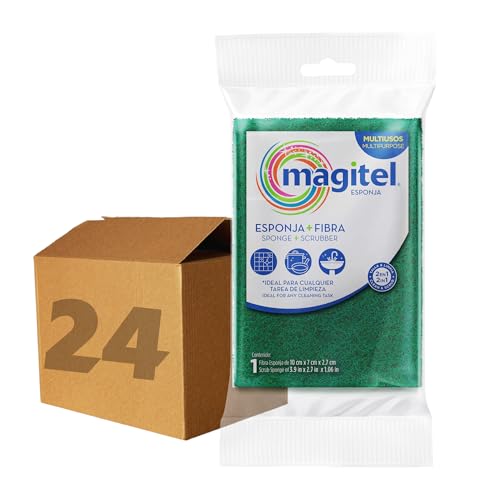 Consejos para Comprar Esponjas los mejores 10. 44 MAGITEL FIBRA ESPONJA 24 PIEZAS X CAJA JR 10X7