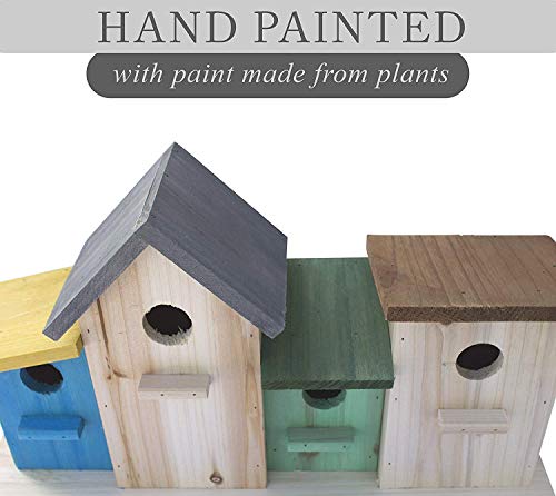 23 Bees 4 Hole Bird House For Outside/Indoors/Hanging, Kits For Children & Adults, Decorative Birdhouse &Home Decoration, Outdoors Feeder For Birds, Bluebirds, Wrens & Chickadees, All Weather #TOP3