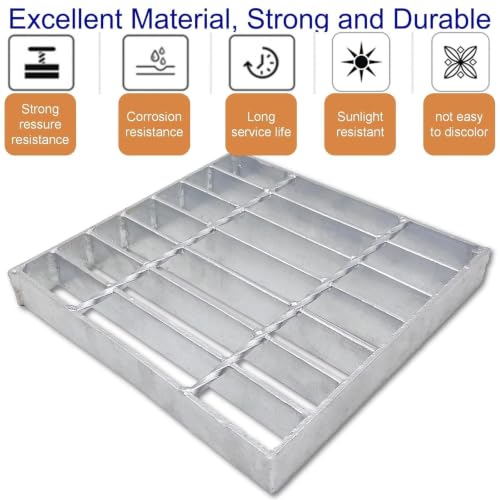 Image of Galvanized Steel Drain Grate, Driveway Channel Cover 18x18 in