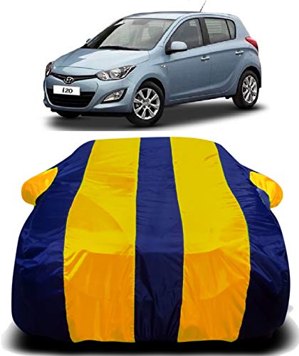 Image of Waterproof Car Cover with Ultra Surface Body Protection (Yellow Stripes) (Hyundai i20)