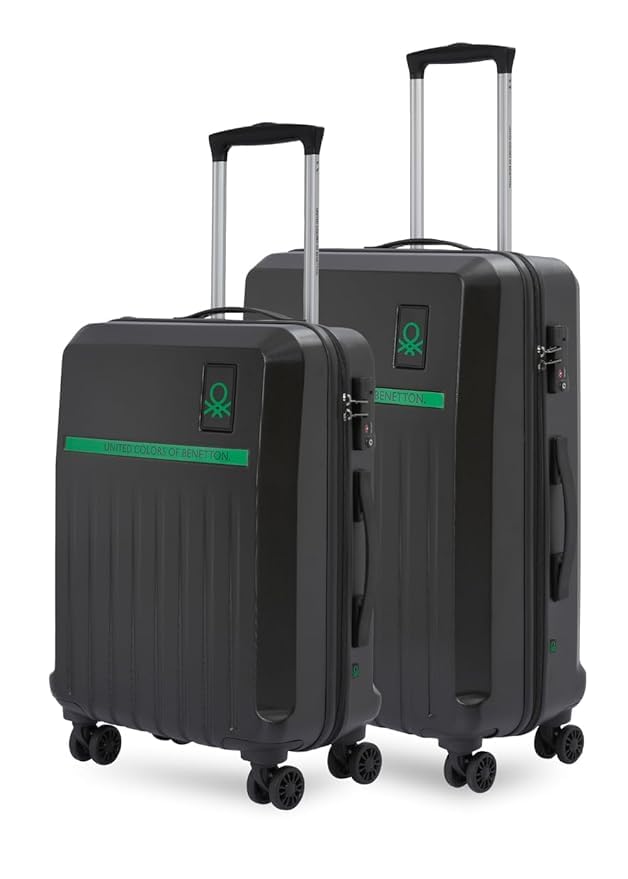 Cobalt Unisex Set of 2 Polyester Hard Luggage - Black, Cabin+Mid Trolley Bag with 8 Wheel-image-42
