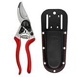 FELCO Set Gartenschere FELCO 8 für große Hände + schwarzes Lederetui 910 BLACK, Schweizer Präzision