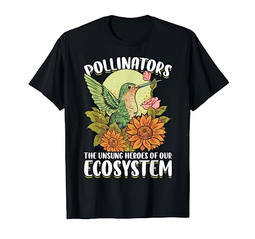 Pollinator Hummingbird & Flowers Cottage core Aesthetic T-Shirt