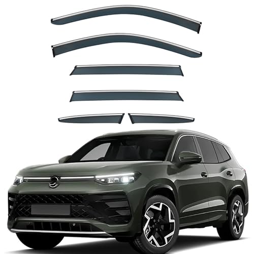 Window Visors for VW Tiguan MK3 2025 2026 Rain Guard Side Window Vent Deflectors Tape-On Extra Durable Vent Visors Side Window Visor Deflector Comp,6PC
