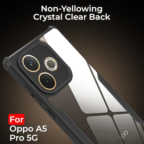 Image of A rtistque Clear Hard Transparent Acrylic Armor Anti-Drop Shockproof TPU Edge Back Cover Case for Oppo A5 Pro 5G - Black
