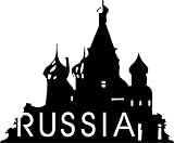 mit Übertragungstape Wandtattoo: Russia, Moskau, Basilius-Kathedrale, Russland, Kreml, Russia, Москва, Россия//Farb- und Größenwahl (Azurblau - 450 mm x 370 mm)