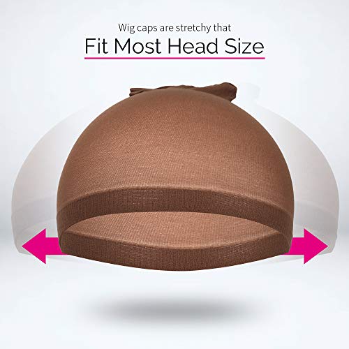 FANDAMEI Wig Cap, 4 pieces Dark Brown Stocking Wig Caps Stretchy Nylon Wig Caps for Women - Thumbnail 2