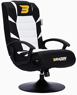 BraZen Pride 2.1 Gaming Chair for Kids with Foldable Seat Bluetooth Speaker and Pedestal Base - White